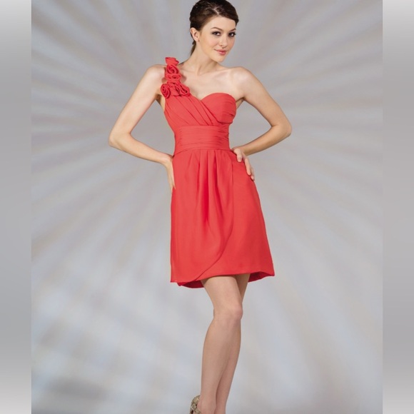 HOST PICK. Vintage Coral One Shoulder Cocktail  Dress - Picture 12 of 12